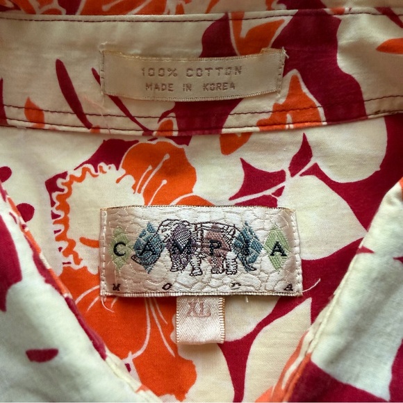Campia Moda Men's Short Sleeve Hawaiian Shirt Cotton, XL, Tropical Orange Red - Picture 5 of 5